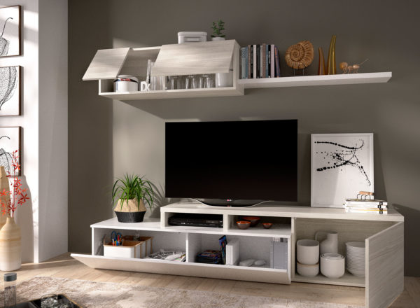 Mueble de salón ELLE blanco/gris 2