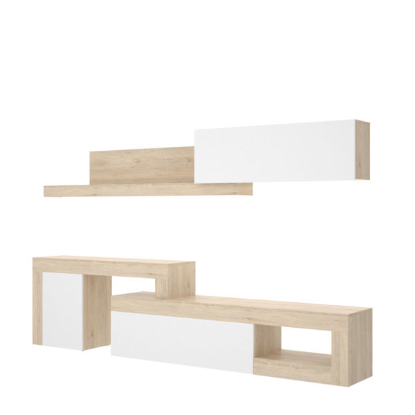 Mueble de salón TV LEBO natural/blanco