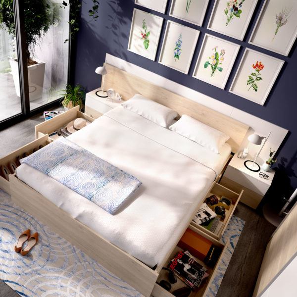 Cama 4 cajones ALICE natural 1