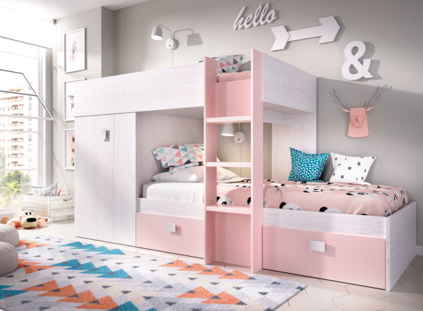 Cama tren GROE artic/rosa 1